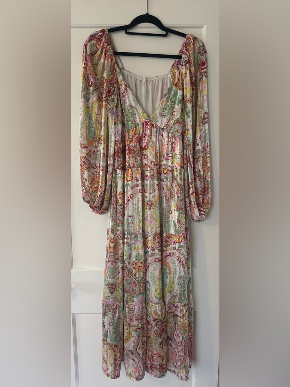 Boho Floral Maxi Dress with Shimmer Accents